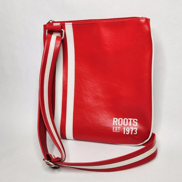 Roots Handbags - Vintage Roots Red & White Varsity Shoulder Bag Crossbody Purse Satchel